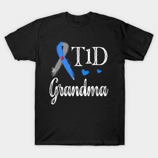 T1D Grandma Type 1 Diabetes Awareness Gift T-Shirt